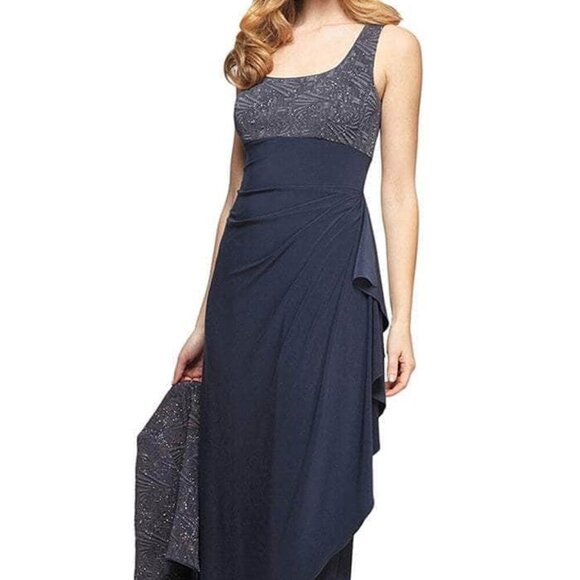 NWT Alex Evenings 225196 Polyester Mother of the Bride Dress Smoke Size 8P - Picture 3 of 8